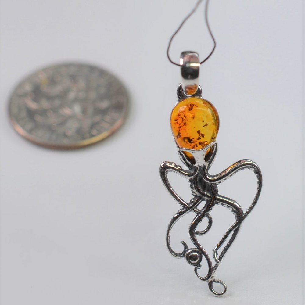 Baltic Amber Octopus Pendant